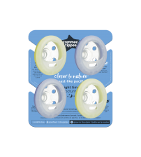 Suzeta de noapte Tommee Tippee Closer to Nature "Breast like pacifier", 6-18 luni, Gri/Galben, 4 buc